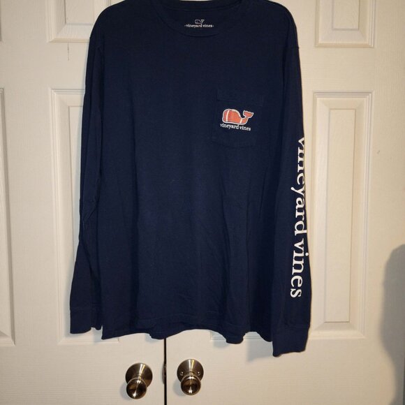 Vineyard Vines Football Whale Long-Sleeve Pocket Tee - Picture 6 of 11